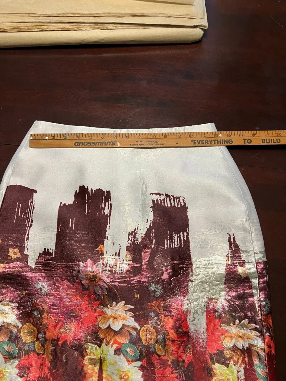 J CREW COLLECTION PAINTERS FLORAL METALLIC SKIRT SIZE 8 - Picture 7 of 13
